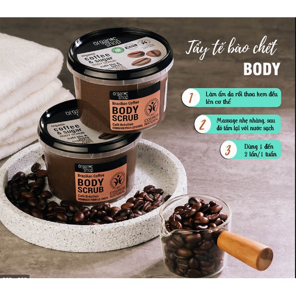 Tẩy Tế Bào Chết Toàn Thân Organic Coffee &amp; Sugar Body Scrub 250ml