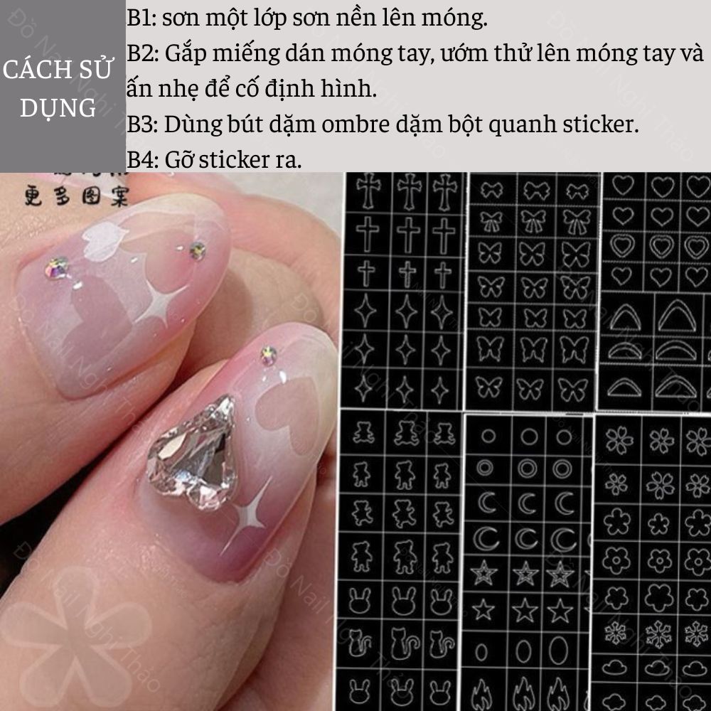 Sticker nail dặm ombre