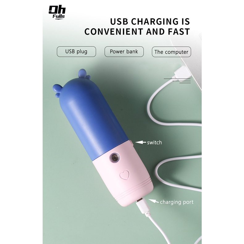 A-LIFE Quạt Phun Sương nano Mini Cầm Tay 2 Trong 1 Để Bàn Yên Tĩnh Dưỡng Ẩm Sạc USB