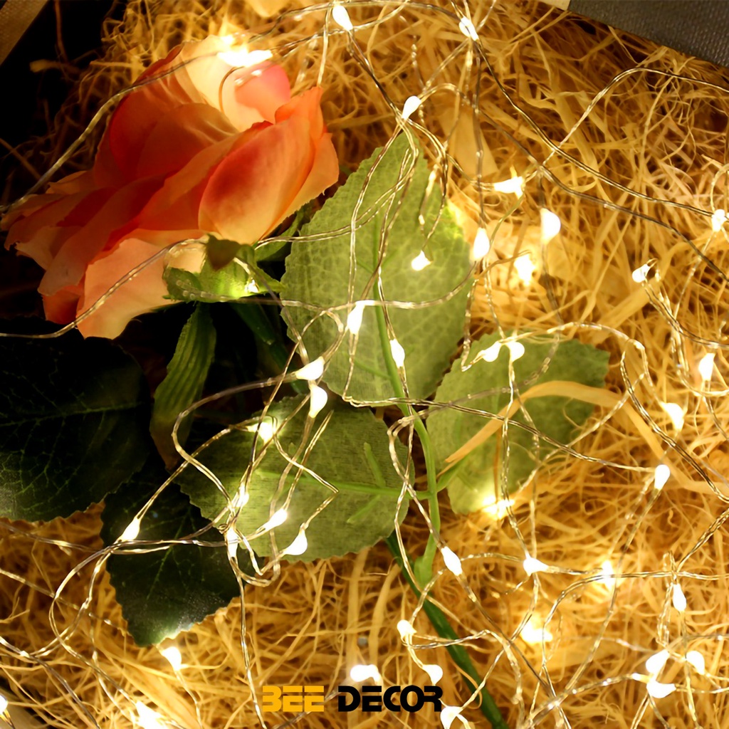 Dây đèn LED đom đóm dài 3m kèm sẵn Pin - LED Dây Đom Đóm Fairylight Dài 3 mét Trang Trí Tết, Giáng sinh, noel