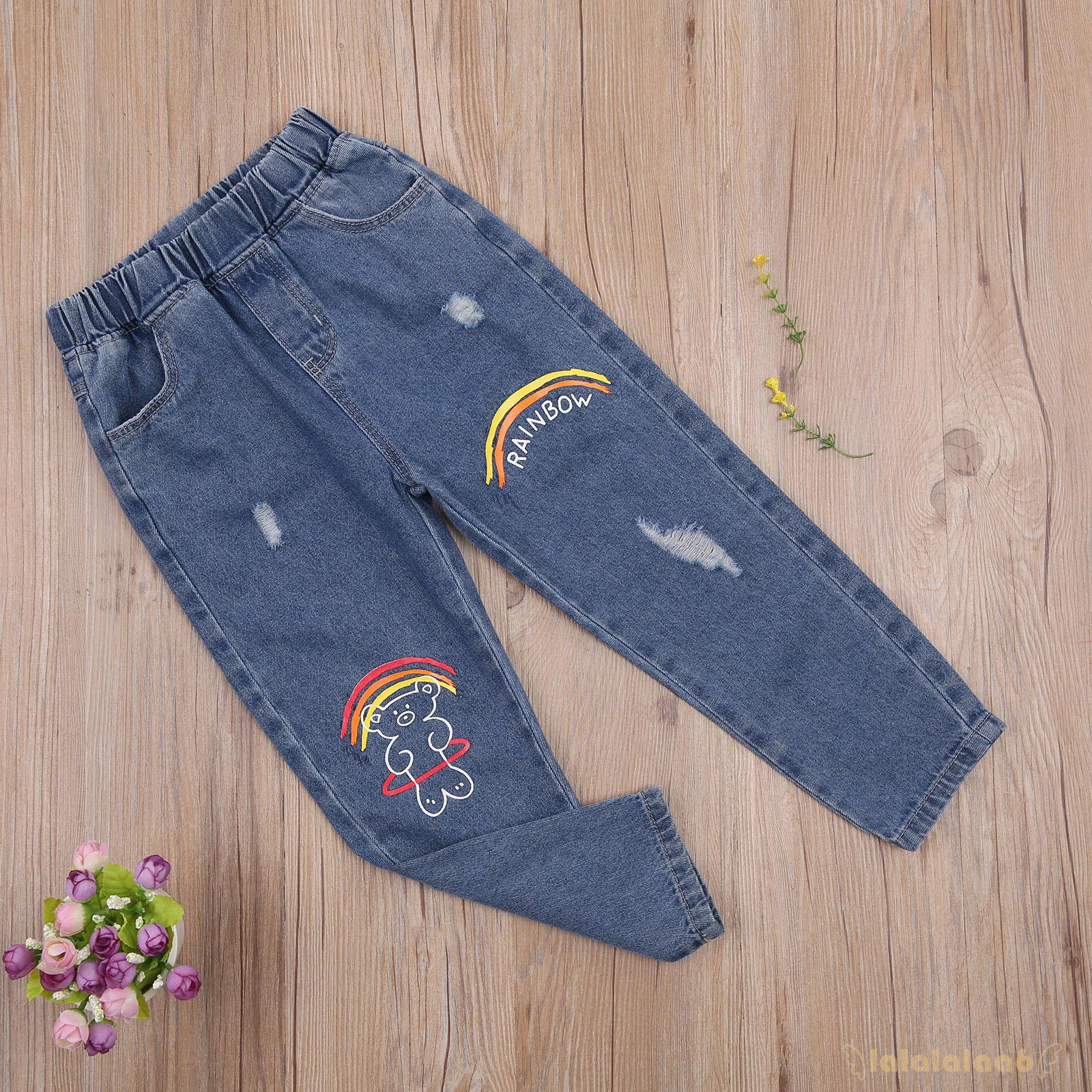 Quần Jeans Dài Phối Rách Thời Trang Cho Bé Laa6