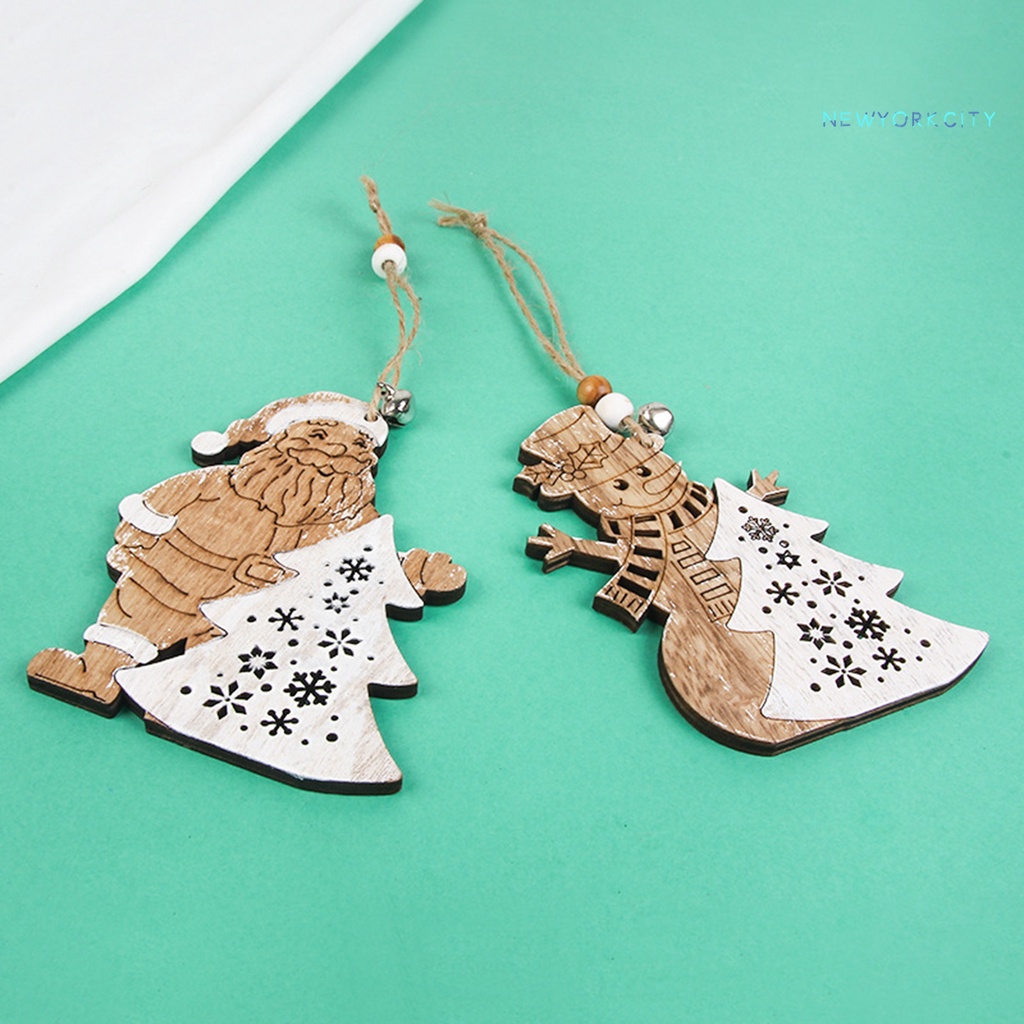 Phụ Kiện Treo Trang Trí Giáng Sinh Bằng Gỗ Hình Ông Già Noel Hoạt Hình Thân Thiện Với Môi Trường