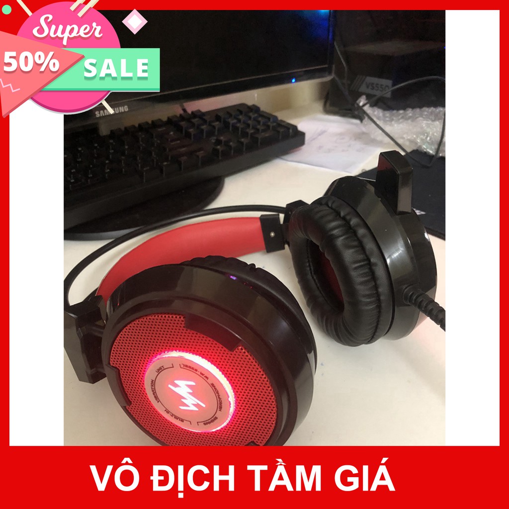 Tai nghe GAMING Wangming 8900L - Màu đỏ, trắng - Jax 3.5 dùng được cho điện thoại - Bảo hành 12 tháng