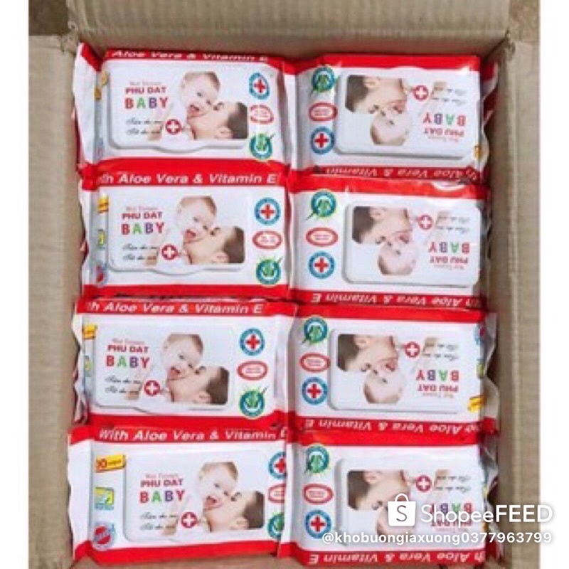 [Bán Giá Gốc]Thùng 10 Gói Khăn giấy ướt Thiên Phúc + tặng kèm thùng nhựa tiện dụng siêu đáng yêu