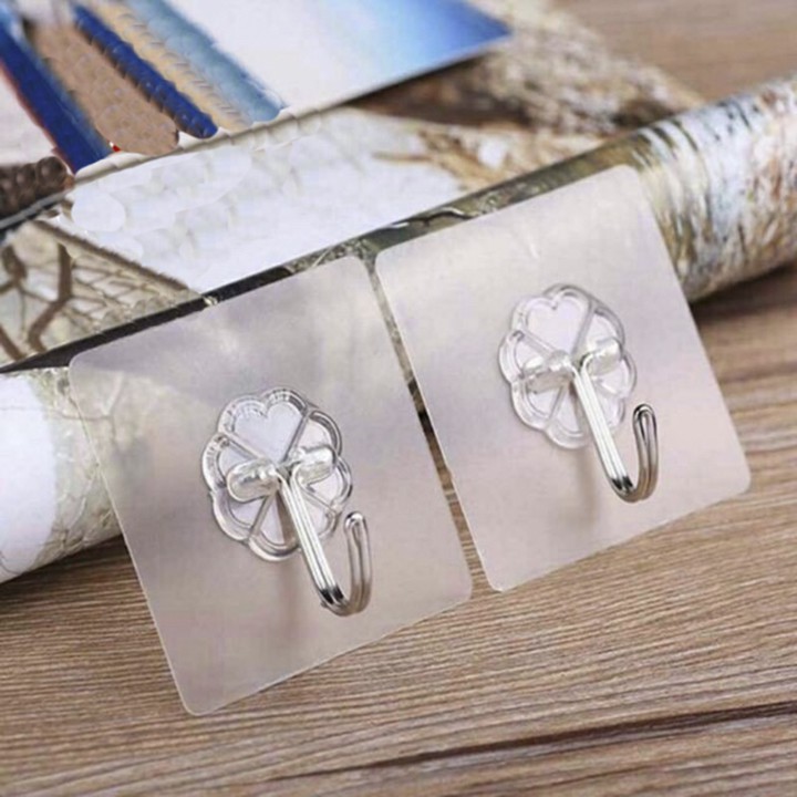 [Siêu Rẻ] Móc Dán Tường Trong Suốt Siêu Dính, Chịu Lực Cực Nặng