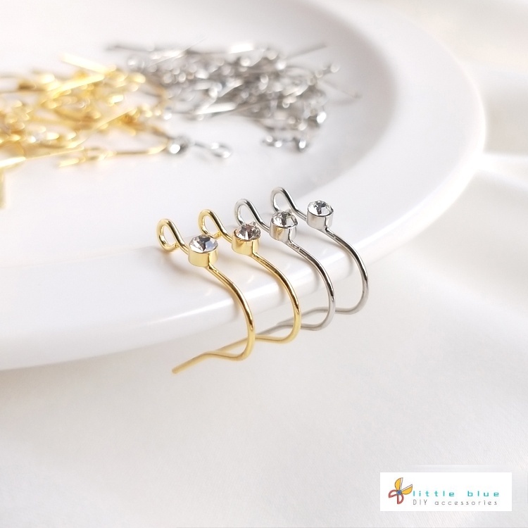 [Little Blu] Bông Tai Mạ Vàng 18K Đính Đá Zircon Kiểu Dáng Đơn Giản Thời Trang diy