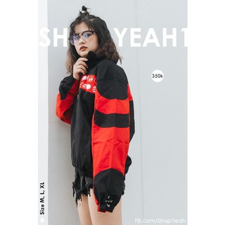 [Yeah1Shop]- Áo khoác kaki đen đỏ in hình (M, L, XL)