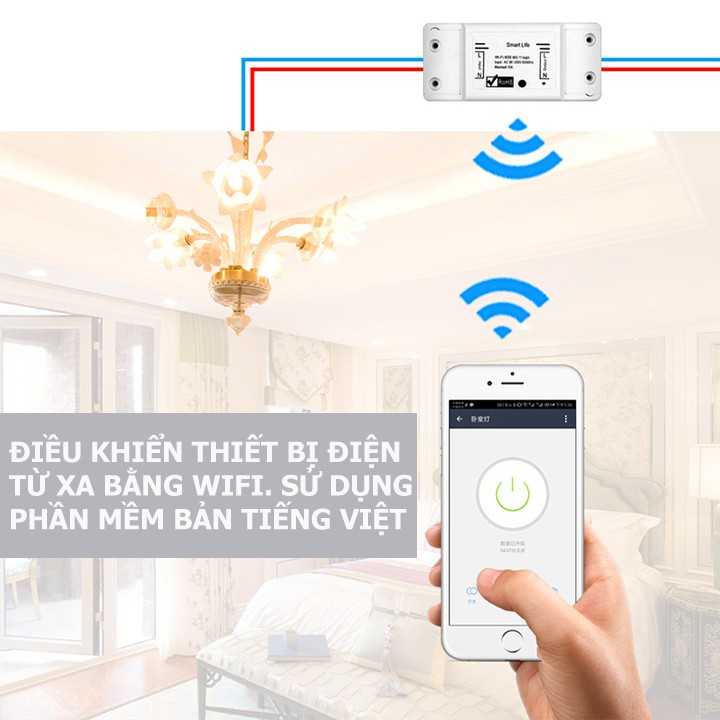 Công tắc điều khiển từ xa wifi 3G 4G smart life - công tắc wifi - điều khiển từ xa bằng điện thoại