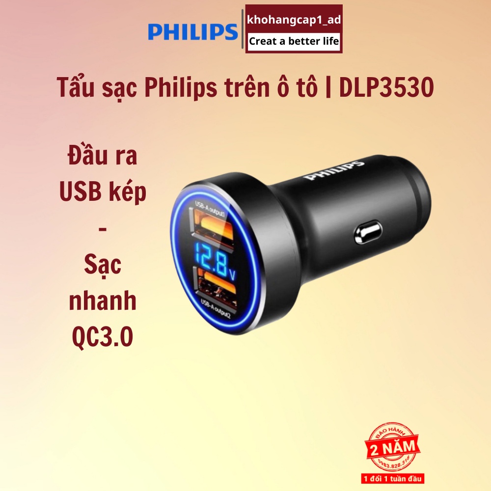 Tẩu sạc ô tô thương hiệu cao cấp Philips DLP3530 N - Khohangcap1_ad