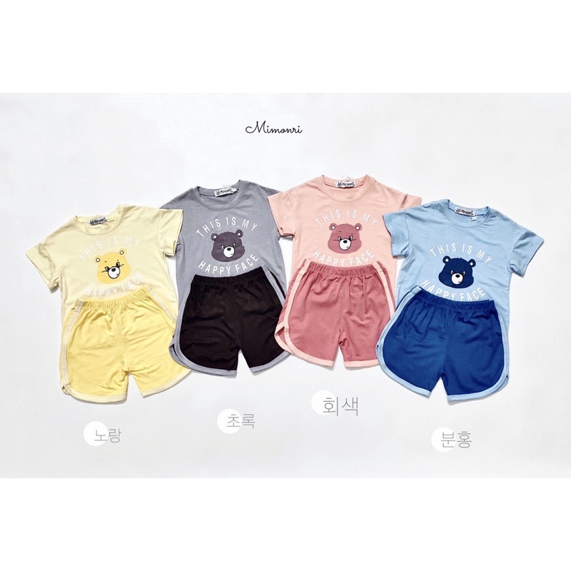 Bộ quần áo cộc tay Gấu Mimonri (chất thun lạnh) siêu mát cho bé