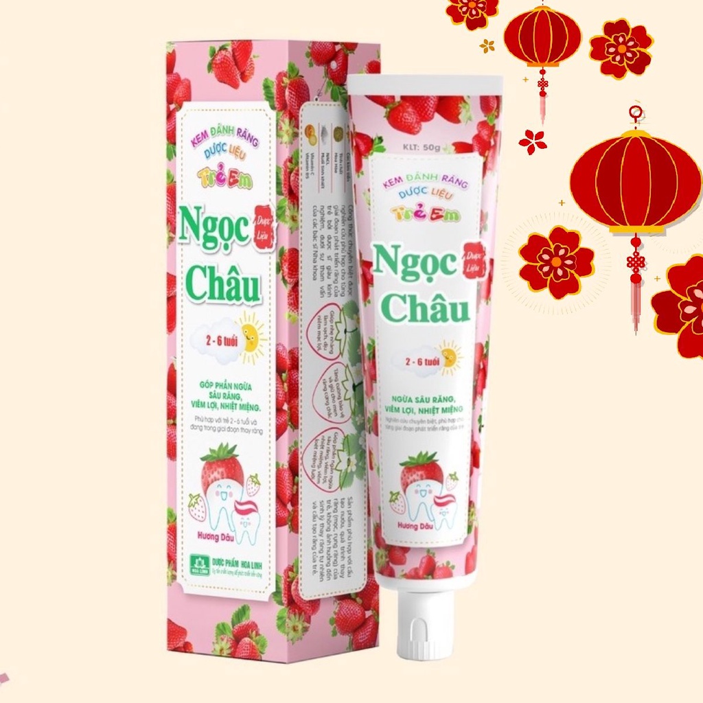 Kem đánh răng dược liệu Ngọc Châu dành cho trẻ em từ 2 đến 6 tuổi (Hương Dâu)