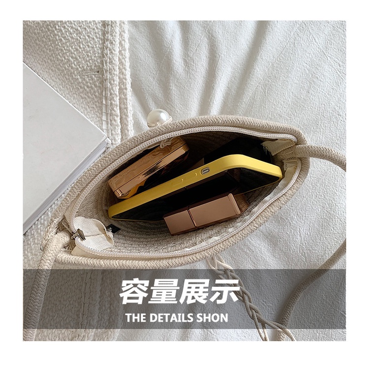 Túi Cói JASMIN NOIR Đeo Chéo Đính Ngọc Trai Giả Thiết Kế Đơn Giản Thời Trang Cho Nữ