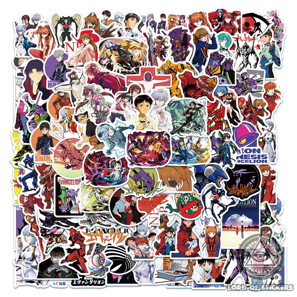 Set 100 Hình Dán Sticker Neon Genesis Evangelion Anime Manga Chống Thấm Nước Trang Trí Mũ Bảo Hiểm, Laptop, Điện Thoại