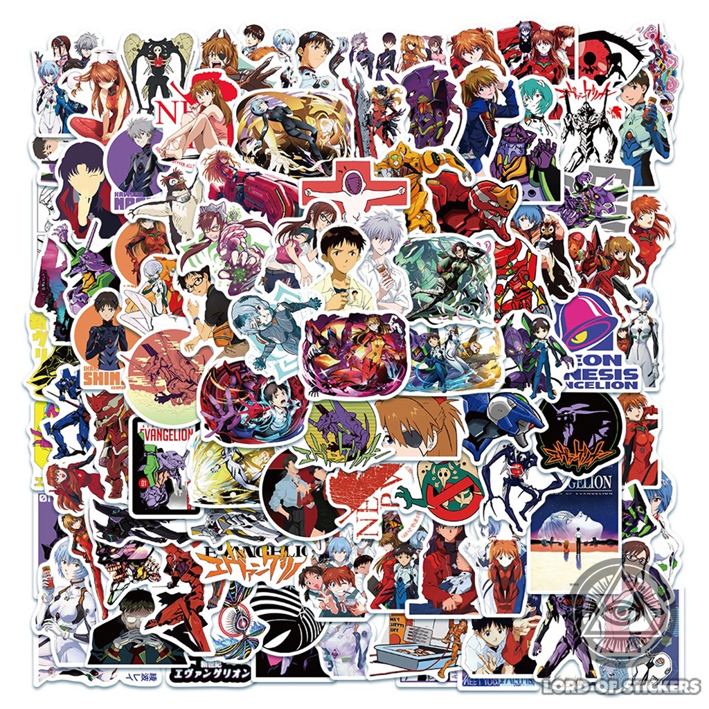 Set 100 Hình Dán Neon Genesis Evangelion Sticker Anime Manga Chống Thấm Nước Trang Trí Mũ Bảo Hiểm, Laptop, Điện Thoại