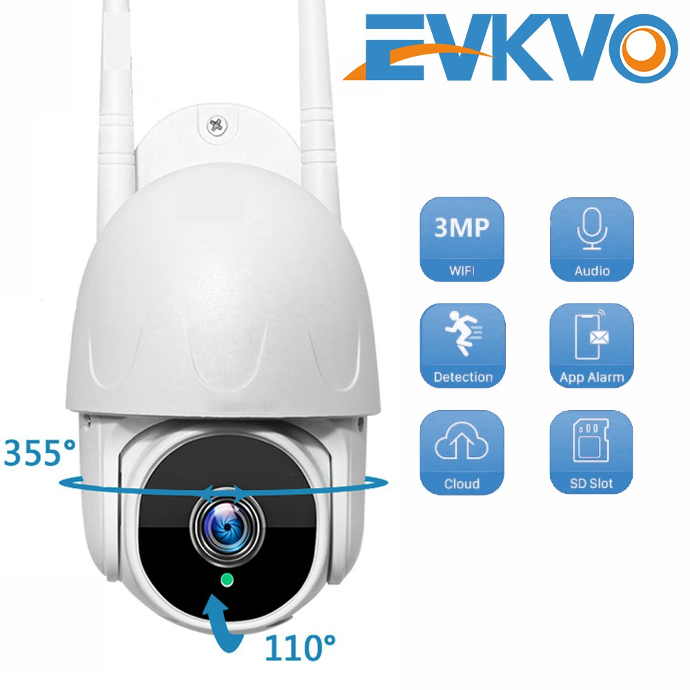 EVKVO - Theo dõi tự động - 4x Digital Zoom - YCC365 PLUS APP FHD 3MP WIFI CCTV Camera Rotate Waterproof Wireless Outdoor PTZ IP Camera CCTV IR Vision Two Way Audio