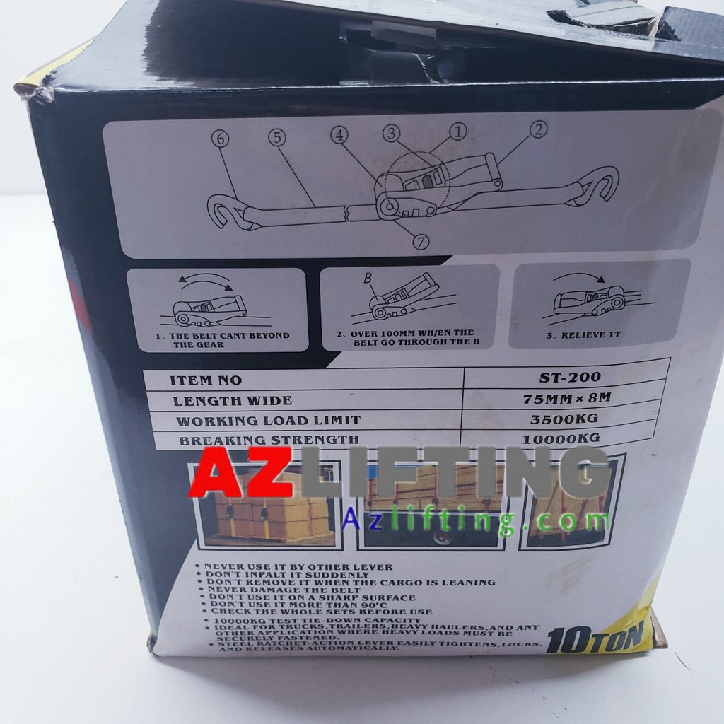 Dây cảo hàng tăng đơ bản 75mm 10 tấn móc J dài 8 mét