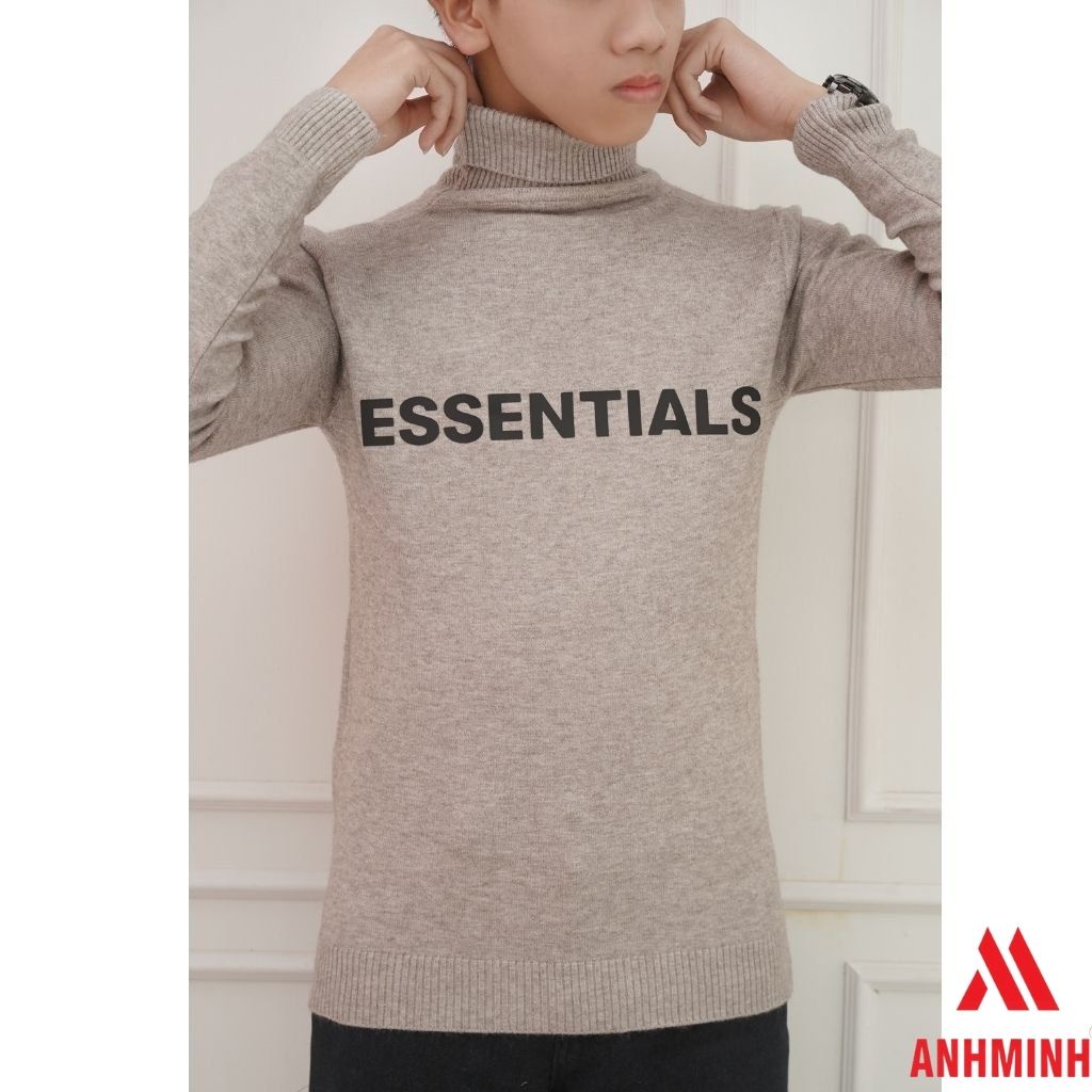ÁO LEN CỔ LỌ dài tay in chữ nổi ESSENTIALS Áo Len ANHCHAU thời trang cao cấp cho cả nam và nữ