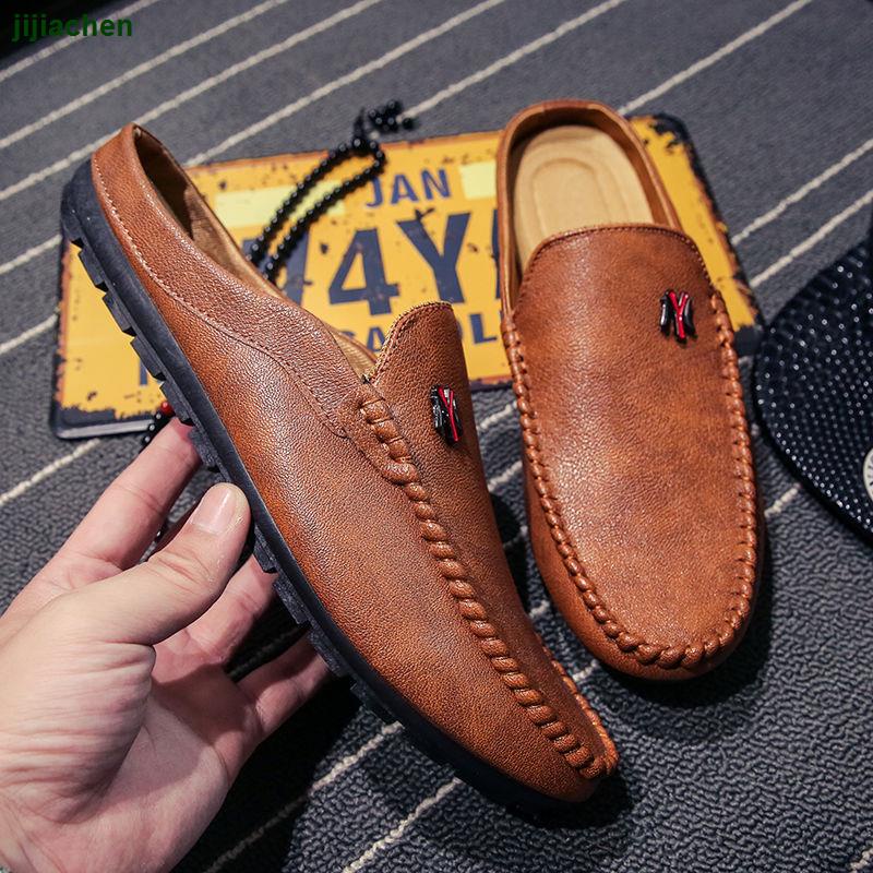 Giày Lười Da Không Gót Phong Cách Hàn Quốc Thời Trang Mùa Hè Cho Nam