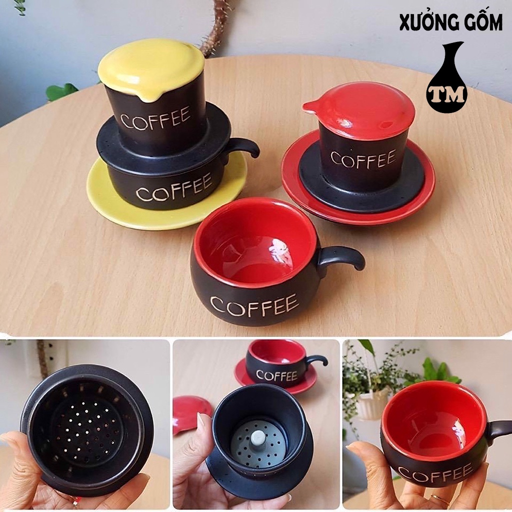 Bộ phin pha cafe 5 màu Fin sứ cao cấp Xưởng Gốm TM Bát Tràng