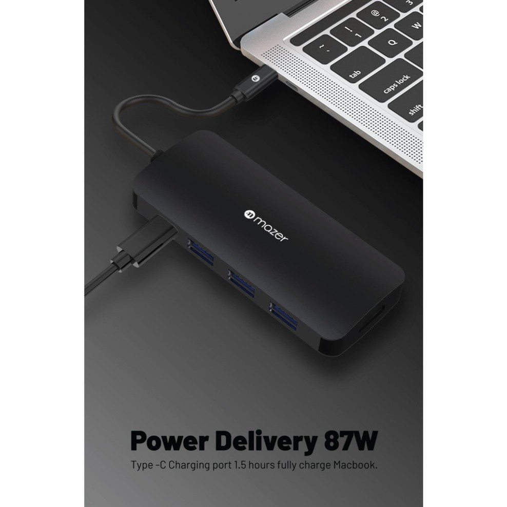 Cổng Chuyển Đổi Mazer USB-C 5-in-1 HUB hỗ trợ mở rộng HDMI 4K, USB 3.0 cho Laptop, điện thoại và Macbook, Bảo hành 5 năm