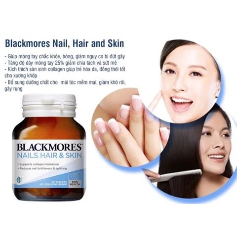 Viên uống hỗ trợ đẹp da, móng, tóc BlackMores Nails, Hair & Skin 60 viên