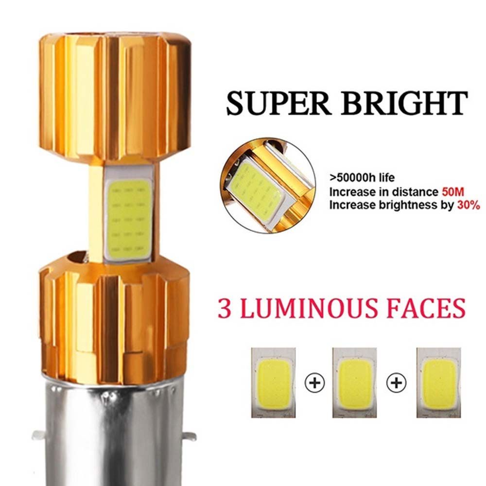 Bóng đèn pha xe máy LED H4 BA20D 2000LM  cao/thấp 12V 18W