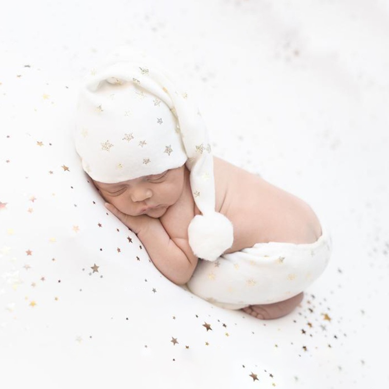 Mũ Beanie Thắt Nút Họa Tiết Bầu Trời Đầy Sao Làm Phụ Kiện Chụp Ảnh Cho Bé Sơ Sinh