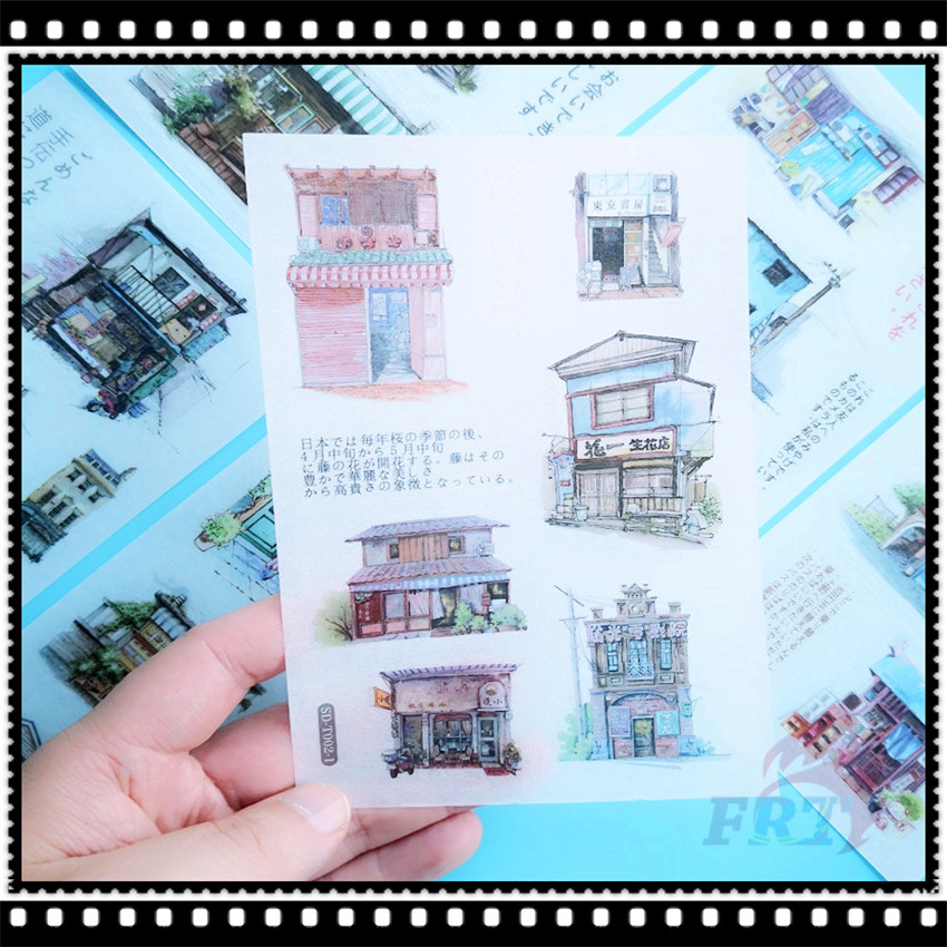 ❀ Cửa hàng đường Hokkaido Nhật Bản. Sticker Dán Trang Trí Phong Cách Retro Tatami ❀ Set 6 Tấm Sticker Dán Trang Trí Thời Trang