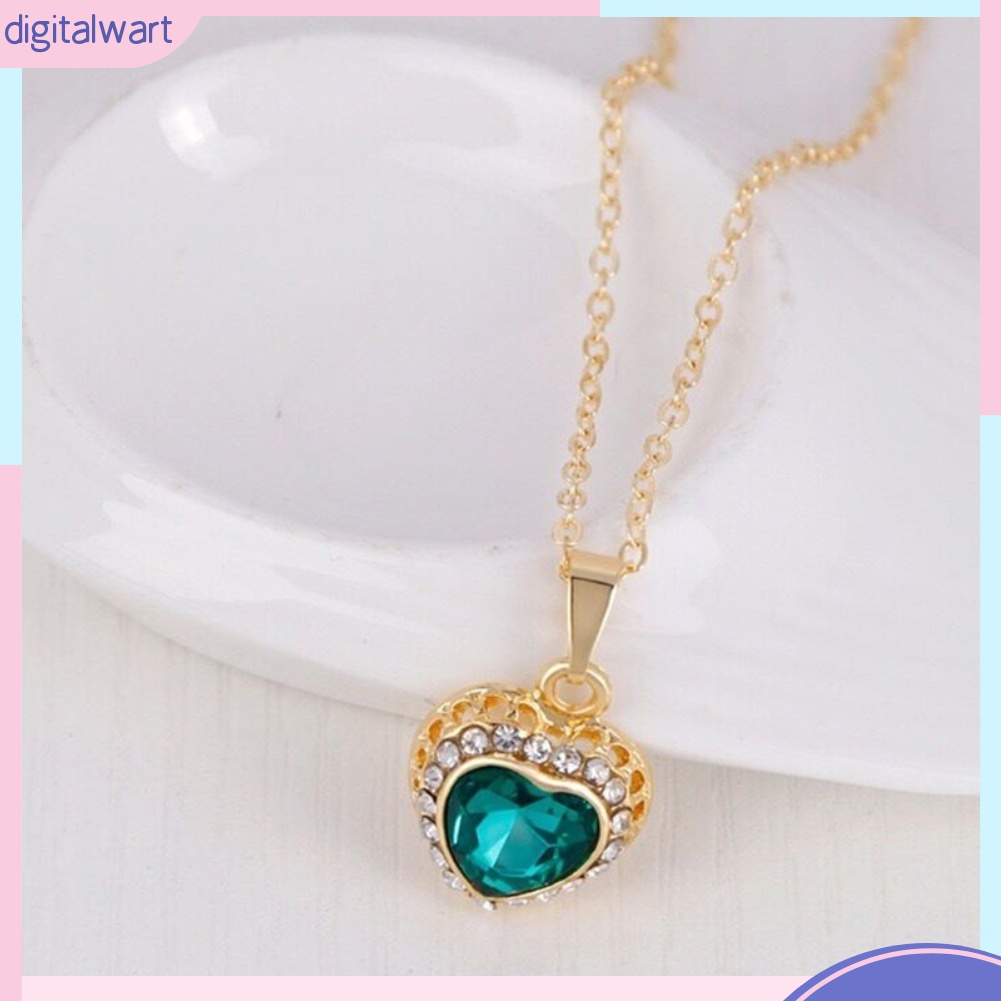 Bộ Trang Sức Mặt Trái Tim Đính Đá Thời Trang Cho Nữ