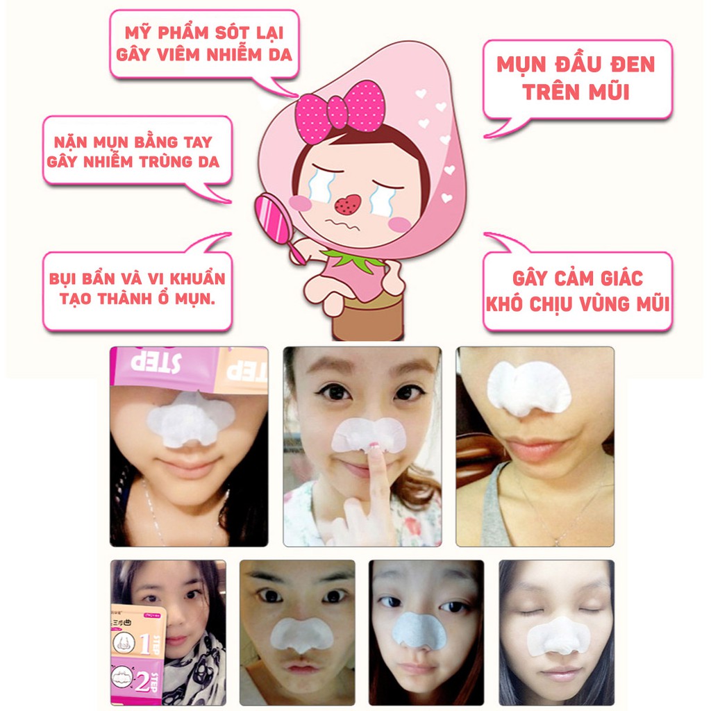 Miếng lột mụn mũi 3 bước Bioaqua - Đẩy mụn - Lột mụn - Se nhỏ chân lông | BigBuy360 - bigbuy360.vn