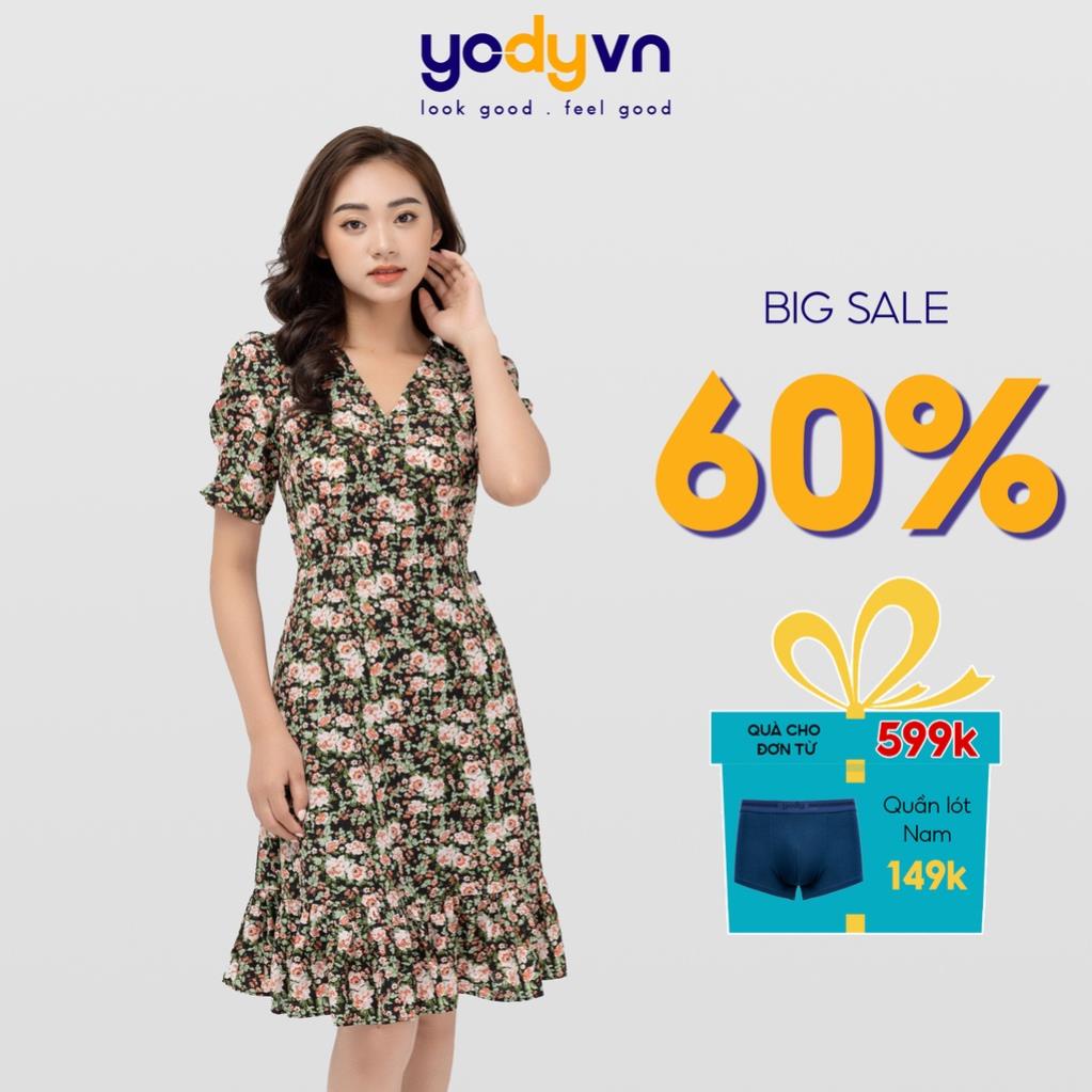 Đầm nữ YODY váy đi chơi cổ chữ V đuôi cá dáng suông cá tính VAN4154 2021 ,