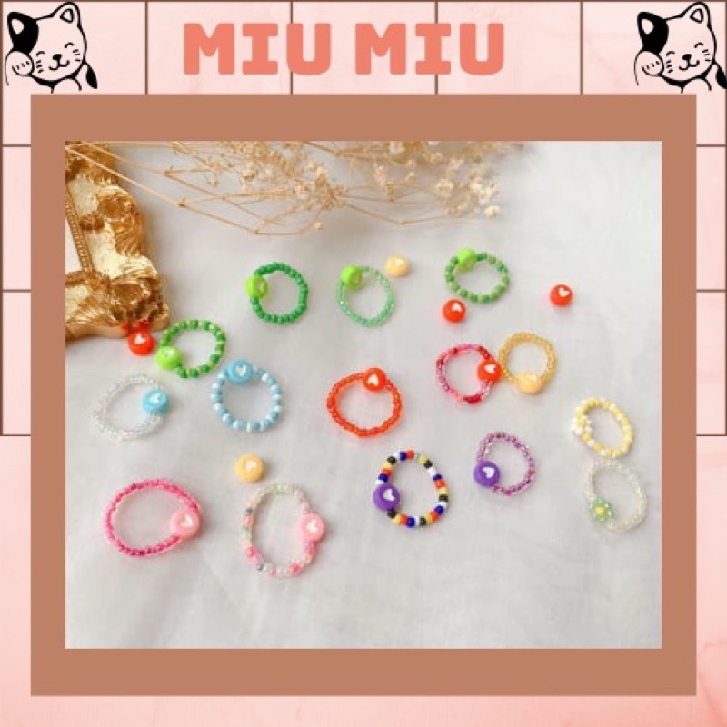 nhẫn hạt cườm handmade nhiều màu sắc