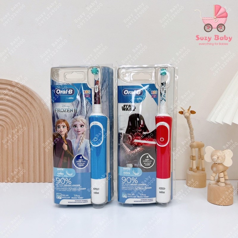 Bàn chải điện oralb trẻ em, oral b bé trai, oral b bé gái hàng chính hãng Châu Âu, Suzy baby