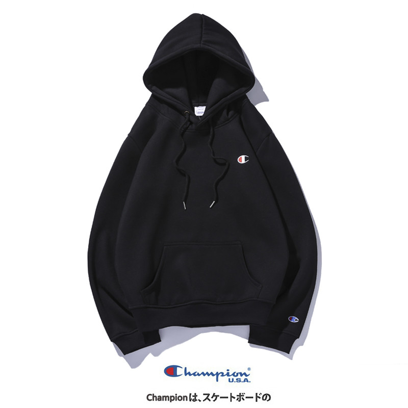 CHAMPION Men and Women Cotton Plus Velvet Embroidery Plus Size Hooded Sweatshirt