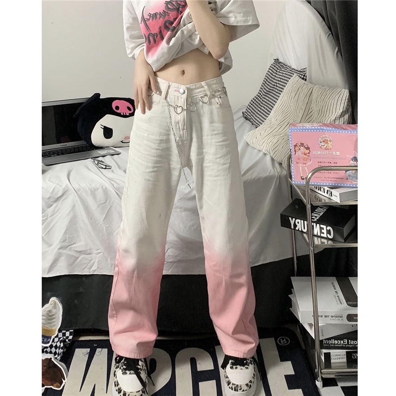 Quần jeans Nữ Dài Lưng Cao Dáng Rộng Thời Trang Phong Cách