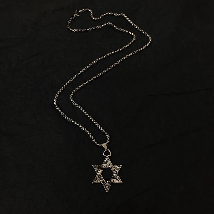 [Giao Hàng Miễn Phí] Vòng Cổ Mặt Ngôi Sao Sáu Cánh Phong Cách Harajuku Hip Hop Đường Phố 22113