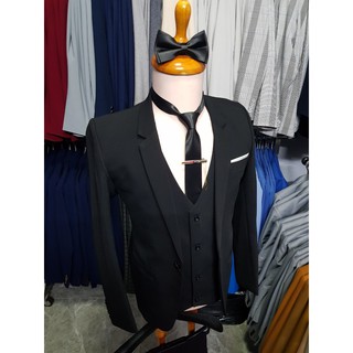 Bộ Vest Nam Ôm Body mềm mịn ( Áo vest, quần, gile, cà vạt, nơ, ghim cài) hộp đựng