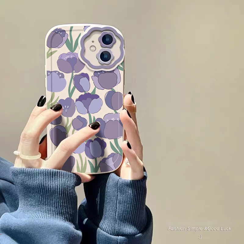 Ốp Điện Thoại Mềm Chống Sốc Họa Tiết Hoa Tulip Cho iPhone 13 11 12 Pro Max 7 8 Plus X XS Max XR
