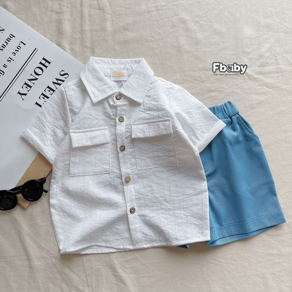 FBABY - Set Bộ Đũi Trơn Cao Cấp Cổ Sơ Mi Cho Bé Trai