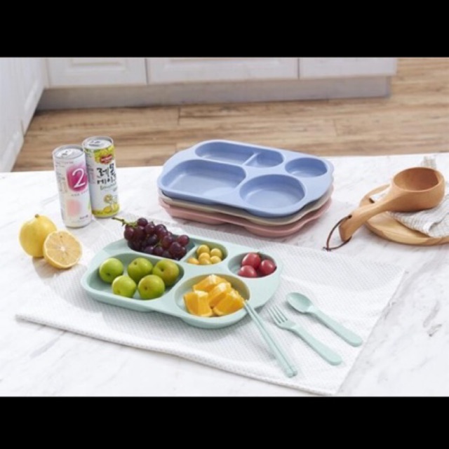 Khay đựng cơm,cháo cho các bé chất liệu nhựa lúa mạch 2 hình