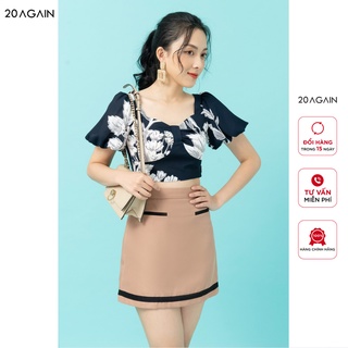 Áo sơ mi croptop 20AGAIN thiết kế tiểu thư, nhẹ nhàng ASW1090