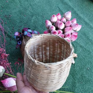 Chậu tre đan cao 14cm × miệng 12cm đa năng