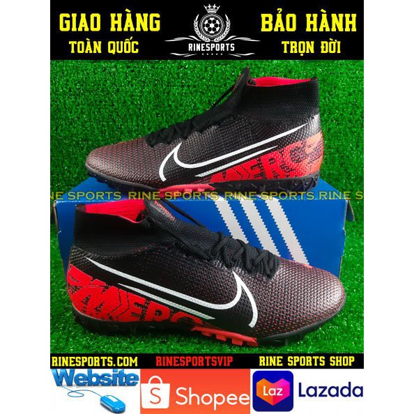 (HÀNG THAILAND) GIÀY BÓNG ĐÁ SÂN CỎ NHÂN TẠO Mercurial Vapor 13 pro đen cam cổ cao.TF.CAM KẾT Y HÌNH-CAM KẾT HÀNG