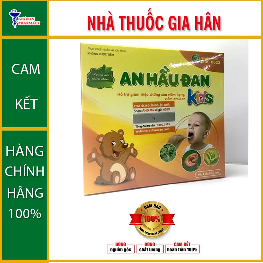 An hầu đan kids (2 hộp) dành cho trẻ bị viêm họng amidan hộp 10 ống