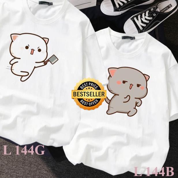 SIÊU HÓT 🔥XẢ HÀNG🔥 ÁO ĐÔI - Áo thun đôi tình nhân in hình Mochi cute ngộ nghĩnh - Giá 1 áo / co size trẻ em