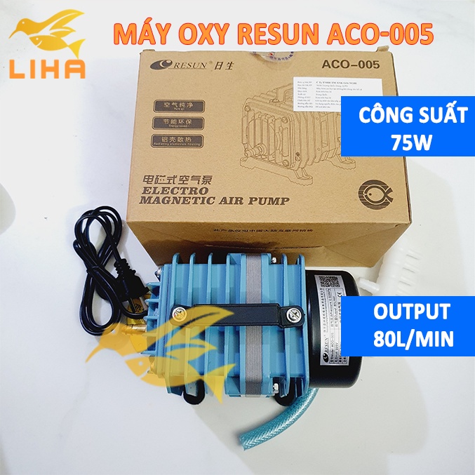Máy Sủi Khí Oxy Resun Aco005 (75W-80Lít/Phút)-Máy Thổi Khí Oxi Cho Bể Cá