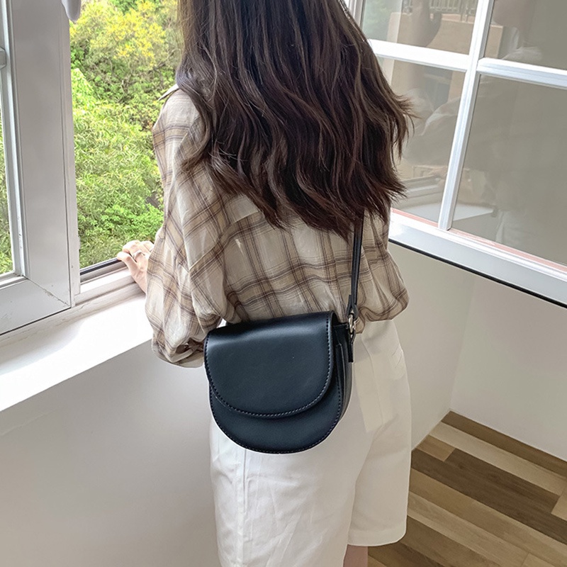 Ielgy Túi Đeo Chéo Màu Trơn Đơn Giản Phong Cách Retro Hàn Quốc Cho Nữ