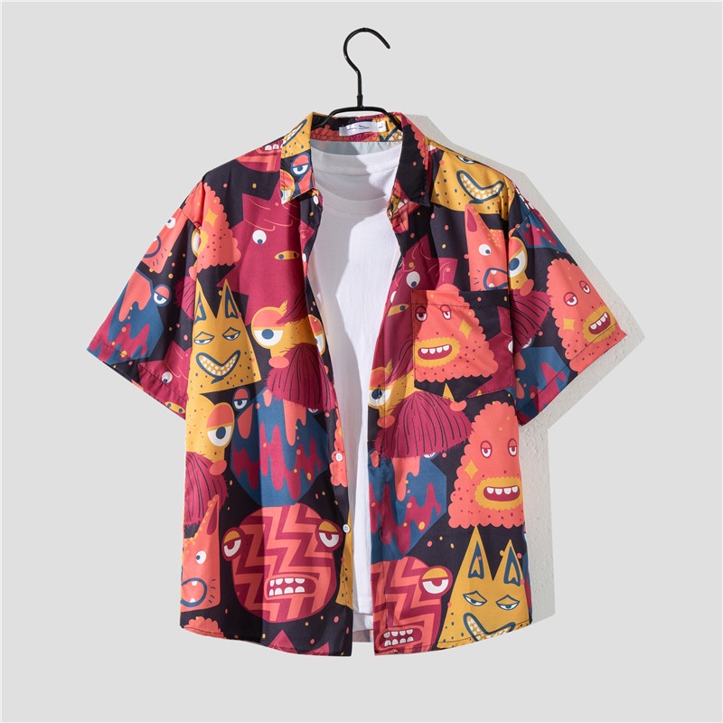 Set áo sơ mi ngắn tay và quần short in họa tiết hoạt hình trẻ trung dành cho nữ