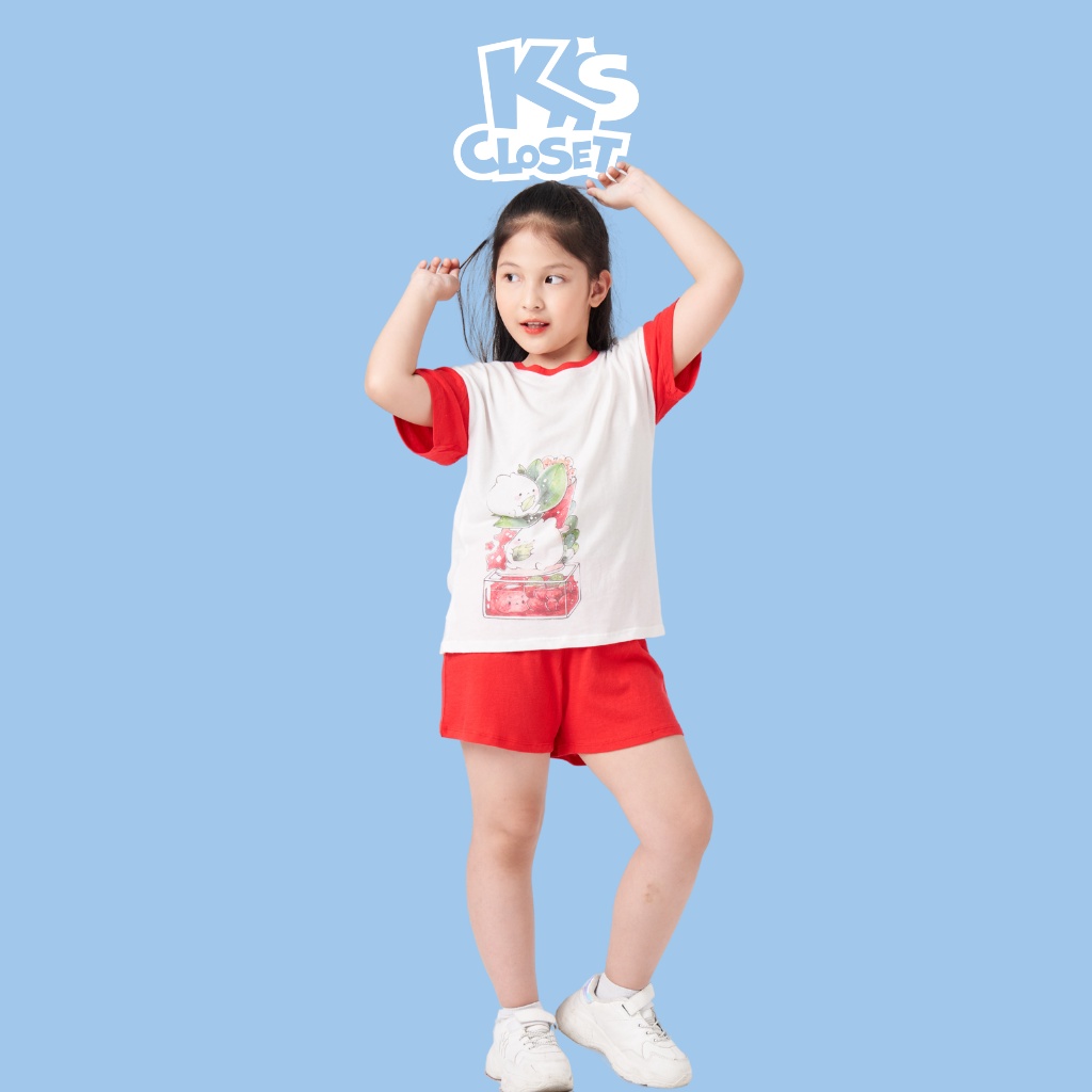 Bộ Quần Áo Cộc Tay Chất Liệu Cotton Cho Bé Gái (2 - 9 Tuổi) K's Closet E107ONS TMMN