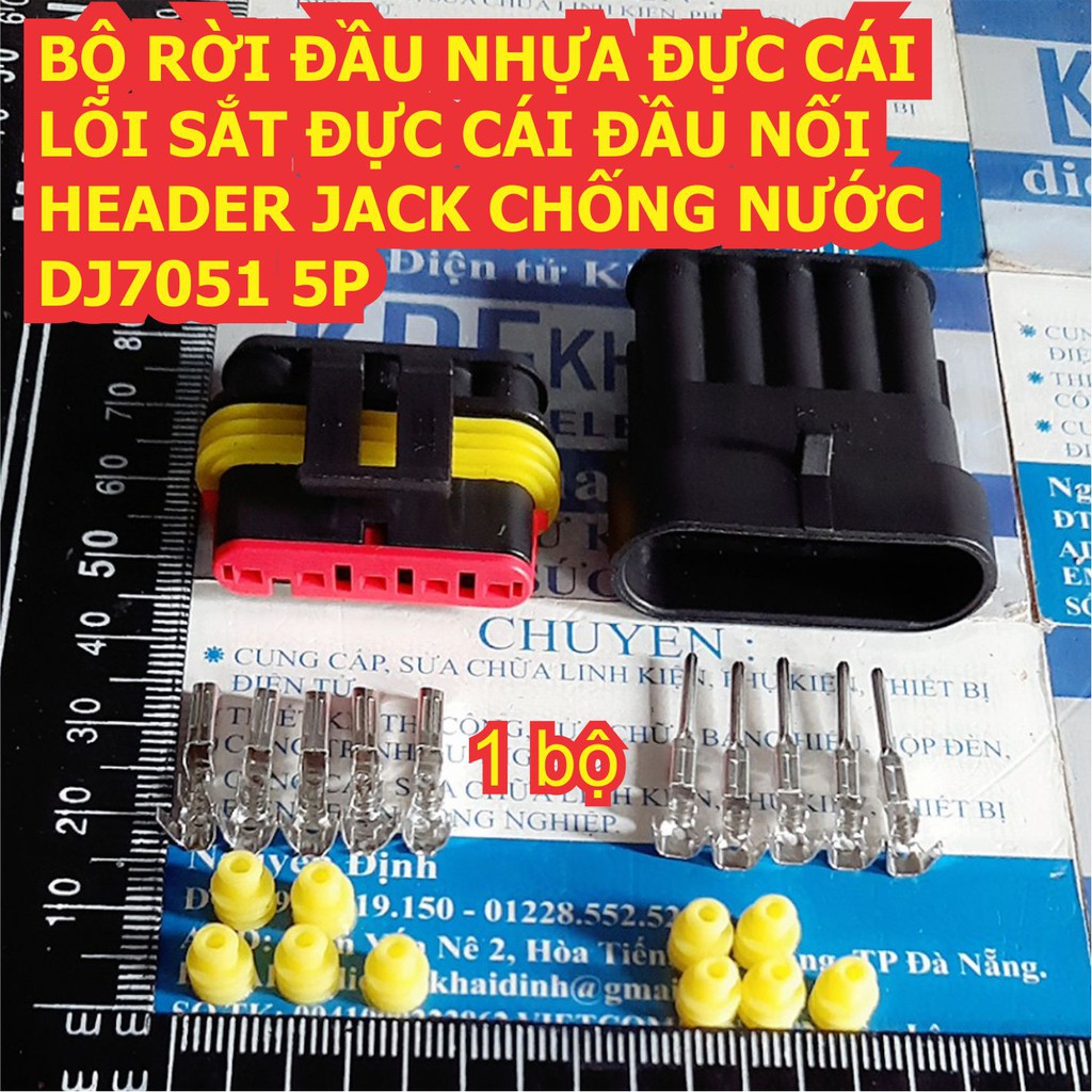 2 BỘ RỜI ĐẦU NHỰA ĐỰC CÁI, LÕI SẮT ĐỰC CÁI ĐẦU NỐI HEADER JACK CHỐNG NƯỚC DJ7051 5P kde7657